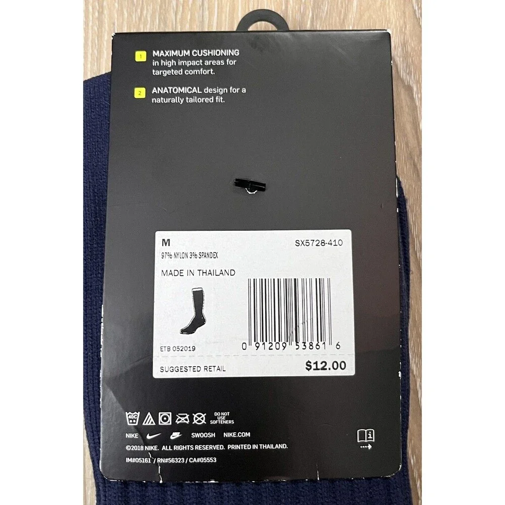 NWT Nike Classic Cushioned Knee High Soccer Socks Blue, Men’s 6-8 Women’s 6-10
